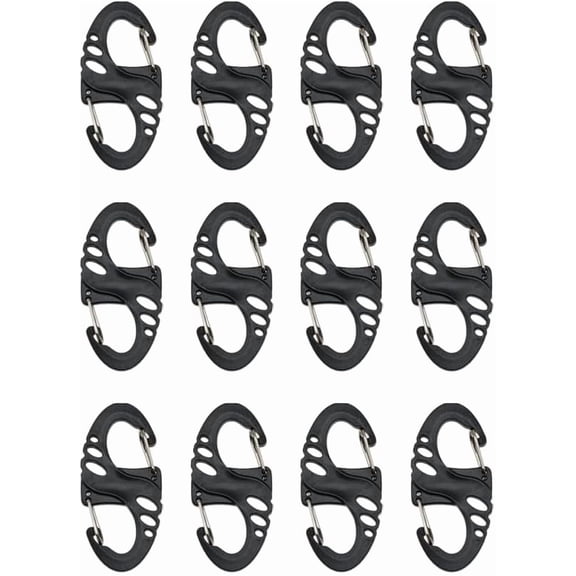 12 Pack Plastic Carabiner Clip - S Biner Small Carabiner Clip with Double Spring,for Key Chain, Backpack, Key Ring