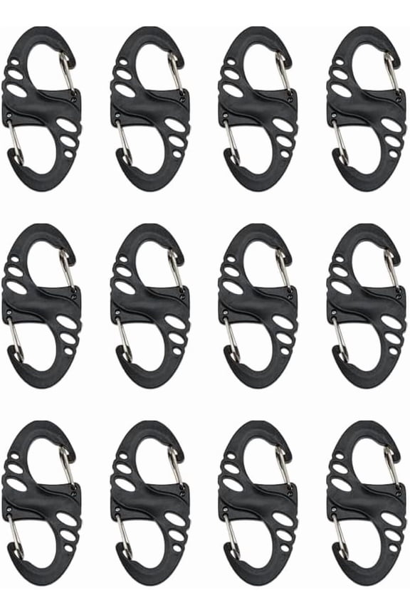 12 Pack Plastic Carabiner Clip - S Biner Small Carabiner Clip with Double Spring,for Key Chain, Backpack, Key Ring