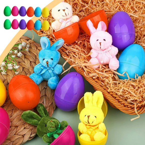 12 Pack Plastic Easter Eggs Empty Fillable - Hollow Easter Eggs for Candy Toys Gift Basket Stuffers, Hunt Party Supply Pack, Assorted Colors (3.15*3.94 Inch/8*10cm)