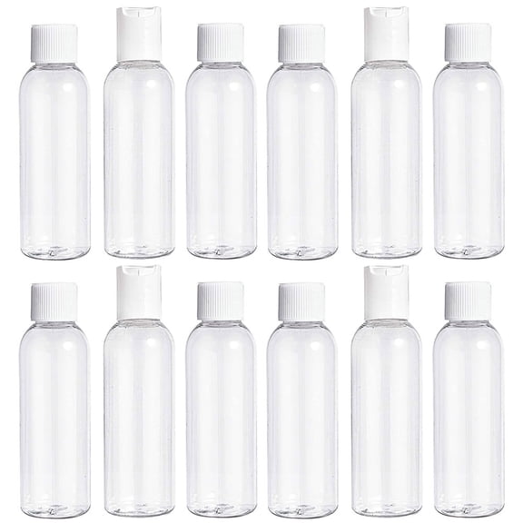 12 Pack Plastic Empty Toiletry Bottles 60ml Containers for Travel Essential Oil