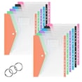 thumbnail image 1 of PLNYA Binder Pocket Organizer Folders, 12 Pack Expandable Plastic Envelopes with 11 Holes for 2/3/4 Ring Binder, Document Pouch with Snap Button and Label for School Office Home, Letter/A4 Size, Side, 1 of 5