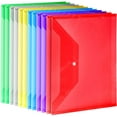 thumbnail image 1 of 12 Pack Plastic Envelopes Poly Envelopes,A4 Clear File Bags Document Folders Document Organizers with Snap Button for Document Stationery Tools Organization, in 6 Assorted Colors, 1 of 7