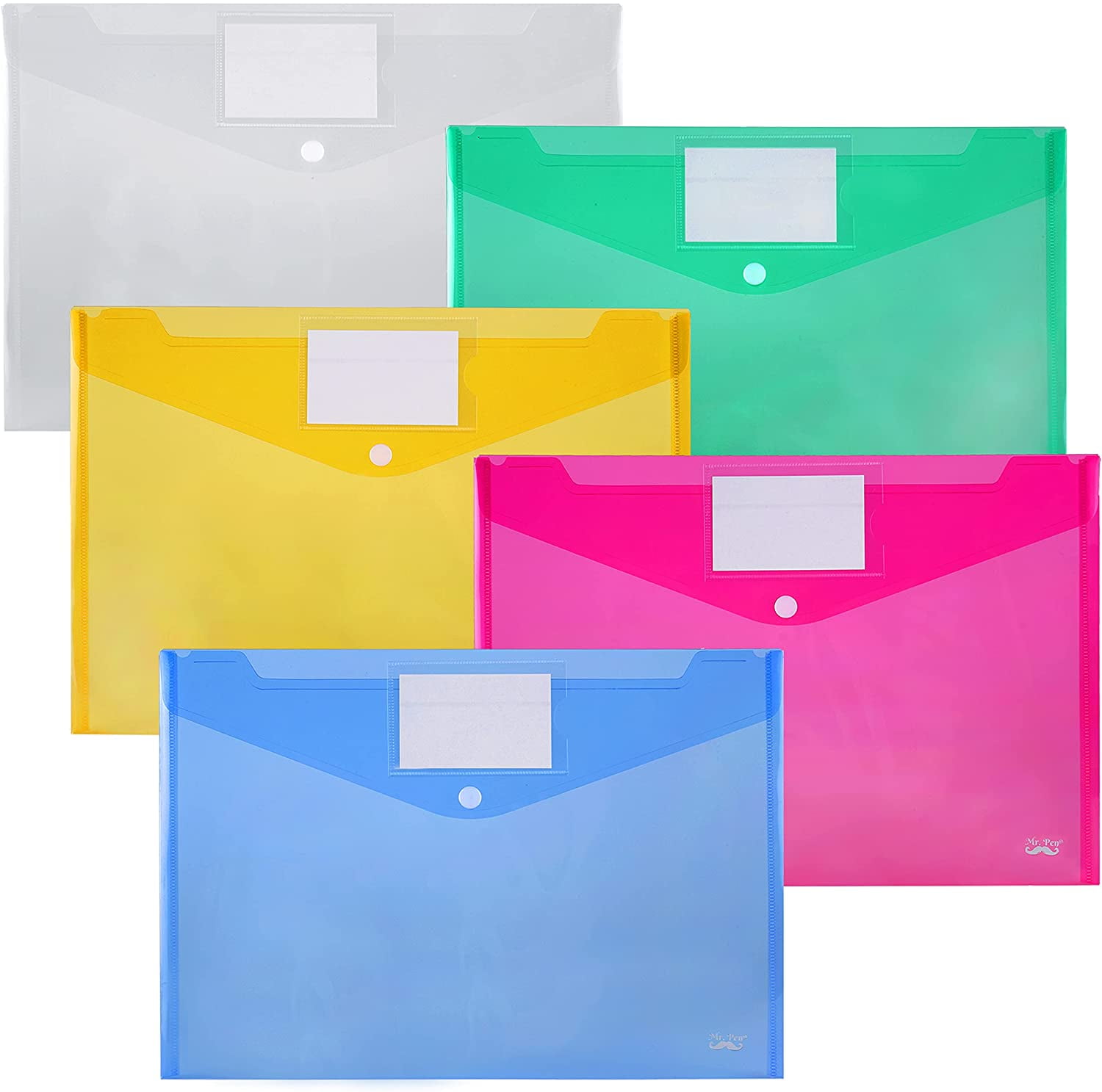 12 Pack Plastic Envelopes Poly Envelopes, LEOBRO A4 Clear File Bags Document Folders Document