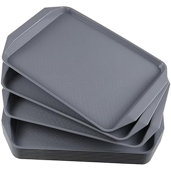 12-Pack Plastic Fast Food Trays, Cafeteria Serving Tray, Gray$$Home Decor, Kitchen, & Other