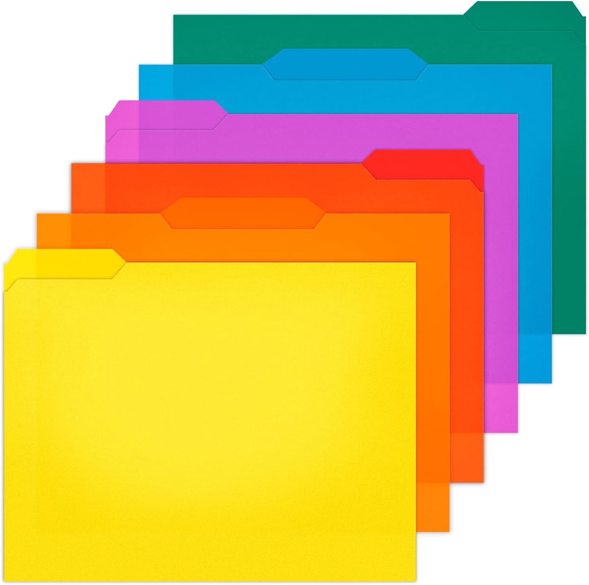 12 Pack Plastic File Folders Colored with Sticky Labels, Heavy Duty
