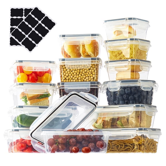 12 Pack Plastic Food Storage Containers with Lids Kitchen Organization Meal Prep
