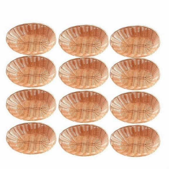 12 Pack Plastic Oval Basket, Empty Bread Basket Food Storage Basket Bulk,Plastic Wicker Baskets Bin for Kitchen Serving