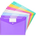 12 Pack A4 Size Plastic Filing Envelopes with Label Pocket, Assorted