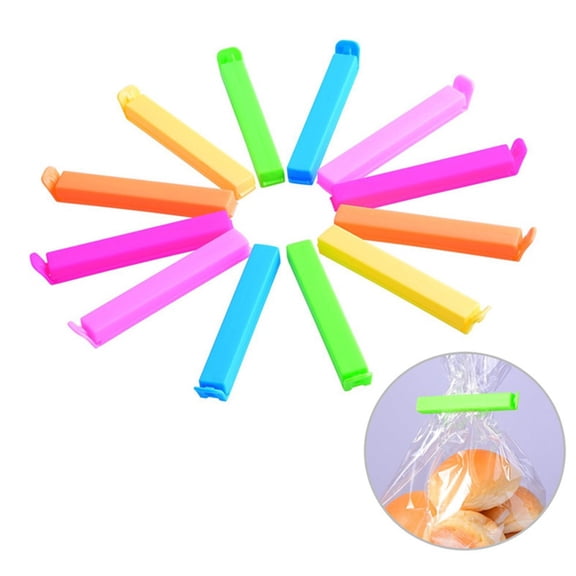 12 Pack Plastic Sealing Clips for Food Storage Bags Kitchen Bag Sealers Clamp Snack Bread Freshness Saver Portable Home Organization Tool