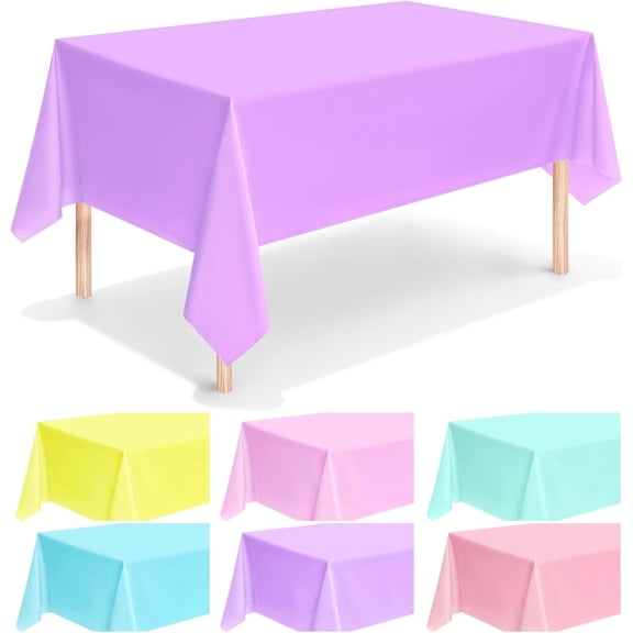 12 Pack Plastic Table Covers, 54 x 108 Inch Pastel Color Disposable Rectangle Tablecloths, Assorted Color Tablecloth, Pastel Table Cloths for Parties Wedding Birthday Party Decoration