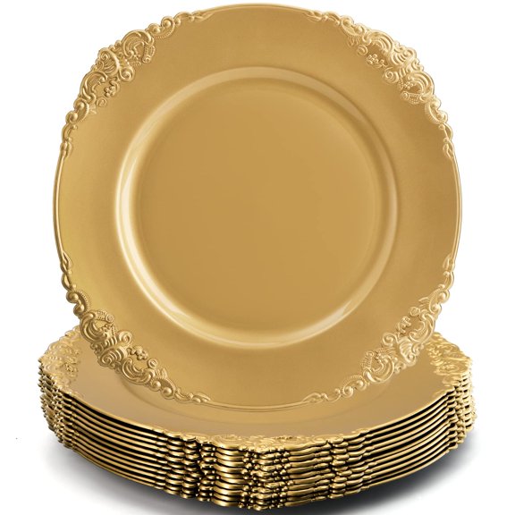 12 Pack Plates 13" Round Dinner With Embossed Rim For Catering Wedding Tabletop Decor