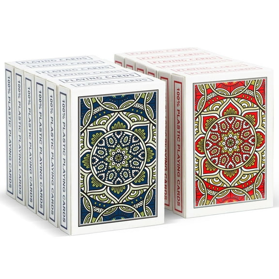 Neasyth Plastic Waterproof Playing Cards, Jumbo Index Large Print, 12 Decks Poker Size for Adults Seniors