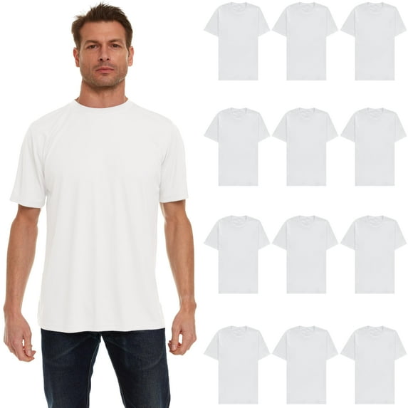 12 Pack Plus Size Men Cotton T-Shirt Wholesale Bulk Big Tall Short Sleeve Lightweight WHITE Tees