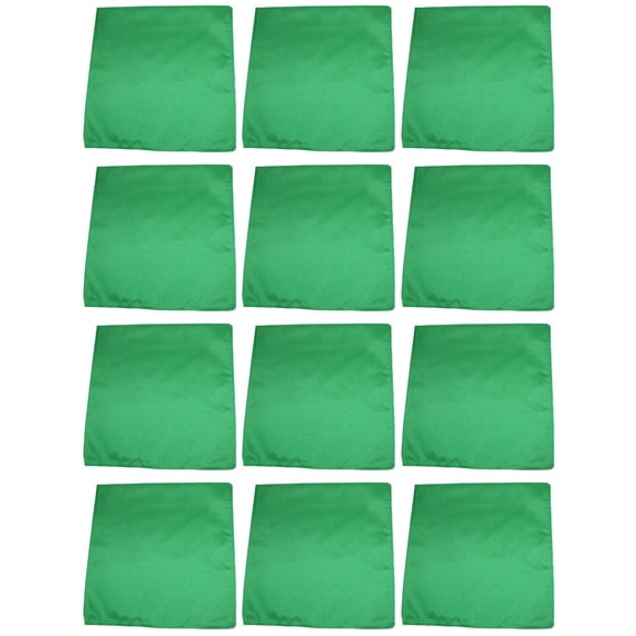 12 Pack Polyester Bandanas in Plain Colors Ideal for Work or Events (Green)