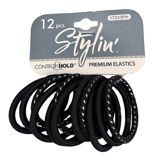 12 Pack Ponyholders Hair Elastics, Durable, Clasp Free, Firm, Comfortable Hold for All Hair Types, Vibrant Colors, No Snagging, Slipping, Perfect for Everyday Styling, Active Wear, Black