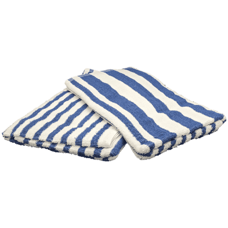 12 Pack Poolside Beach Pool Spa Towels Striped Blue/White 100% Ring Spun Cotton 30" x 60"