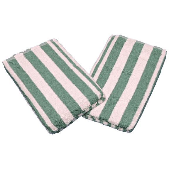12 Pack Poolside Beach Pool Spa Towels Striped Jade/White 100% Ring Spun Cotton 30" x 70"