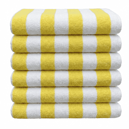 12 Pack Poolside Beach Pool Spa Towels Striped Pineapple & White 100% Cotton 30in x 60in