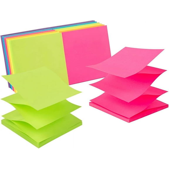(12 Pack) Pop-up Sticky Notes 3x3 in,Bright Colors Super Sticking Power Memo Pads, 6 Colors, Strong Adhesive