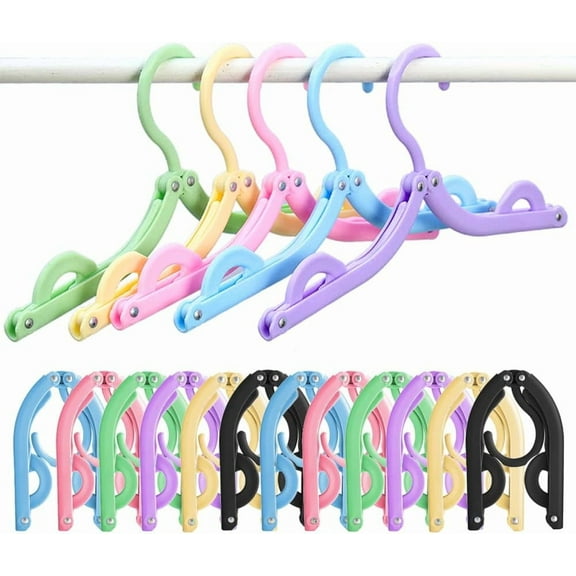 12 Pack Portable Hangers, Travel Clothes Hanger Foldable with Non-Slip Clips, Multi-Functional Lightweight Garment Hangers for Closet, Hotel, Vacation, Camping, Dormitory Essentials