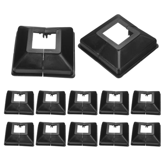 12 Pack Post Base Cover, 3.5x3.25 (Internal Size 1.25x1.25) Split Style Post Skirt, Porch Column Wrap for Post Fence Deck Cable Railing Baluster Stair Rails, Black