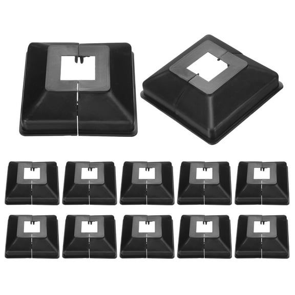 12 Pack Post Base Cover, 3.5x3.25 (Internal Size 1x1) Split Style Post Skirt, Porch Column Wrap for Post Fence Deck Cable Railing Baluster Stair Rails, Black