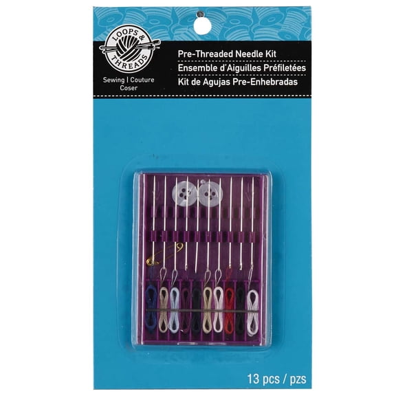 Loops & Threads Pre-Threaded Needle Kit, 12 Pack
