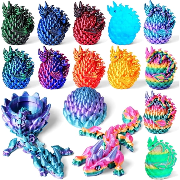 12-Pack Prefilled EASTER EGGS With 3D Printed Dragon, Magic Toys For Party Favors, Basket Stuffers, EASTER EGG Hunt, Classroom Prizes And Party Games