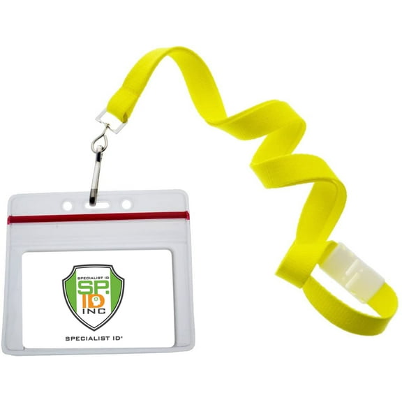 12 Pack - Premium Bright Neon Lanyards with Breakaway Clasp & Heavy Duty Ziplock Badge Holder by Specialist ID (Horizontal, Yellow)