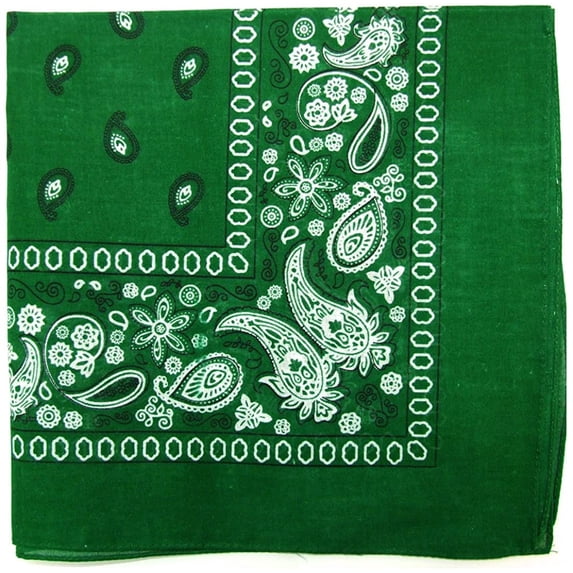 12 Pack Premium Cotton Head Wrap Scarf Bandana Multiple Colors 22" X 22" (Dark Green,100% Cotton)