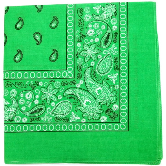 12 Pack Premium Cotton Head Wrap Scarf Bandana Multiple Colors 22" X 22" (Green,100% Cotton)