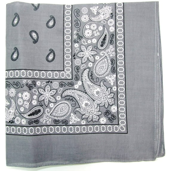 12 Pack Premium Cotton Head Wrap Scarf Bandana Multiple Colors 22" X 22" (Light Gray,100% Cotton)