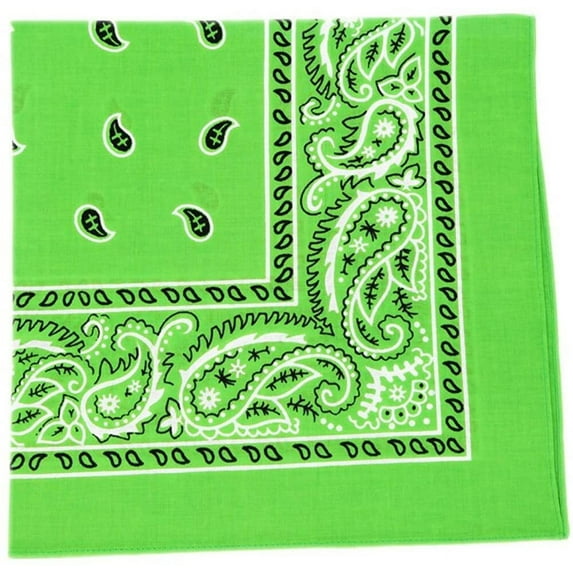 12 Pack Premium Cotton Head Wrap Scarf Bandana Multiple Colors 22" X 22" (Lime, 100% Cotton)