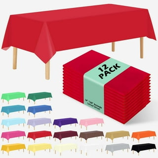 12 Pack Premium Disposable Plastic Tablecloth 54" X 108" Rectangle Table Cover for Birthdays Weddings Christmas Anniversary Buffet Table,Red
