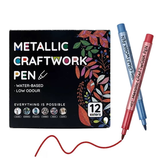 12 Pack Premium Metallic Markers Set, Tip Paint Pens, Acrylic Paint Markers for Rock Painting & Crafts, Easter & Valentine's Day Gift for Adults & Artist
