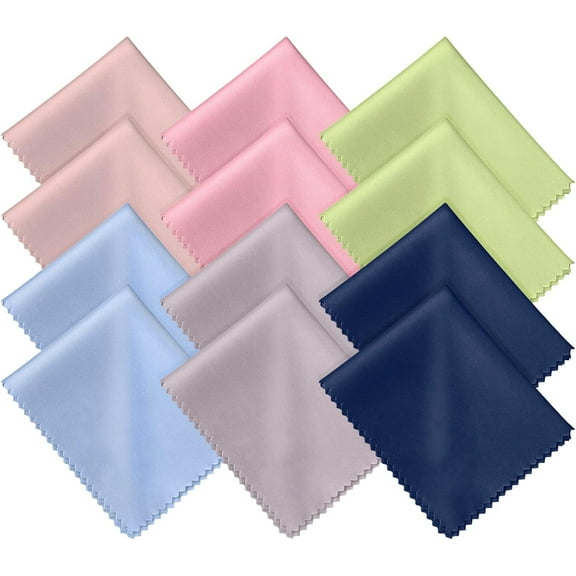 12 Pack Premium Microfiber Cleaning Cloths High-Density, Ultra Soft, Scratch-Free Cleans Glasses, Phones, Screens & More (6x7, Assorted Colors)