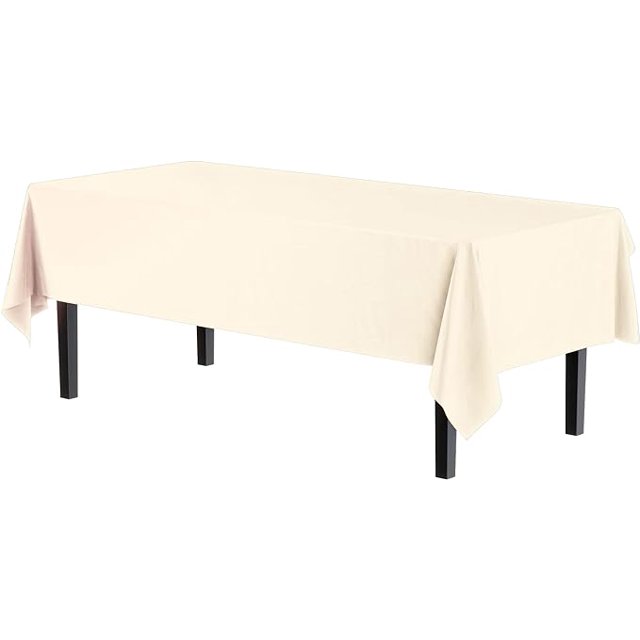 12Pack Premium Plastic 54Inchby108Inch Rectangle Tablecloth, Ivory