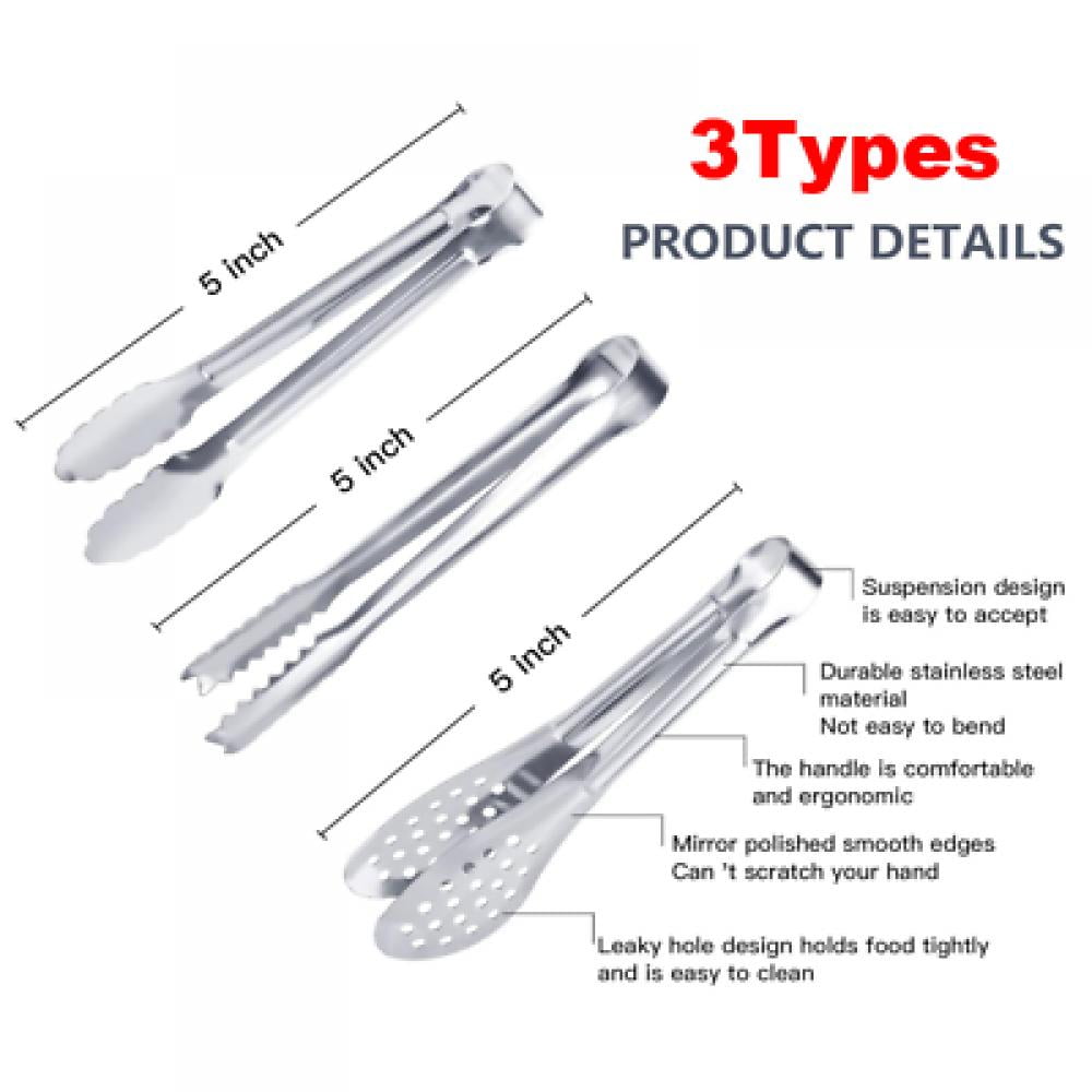 Set of 12 Polished Stainless Steel Mini Serving Tongs