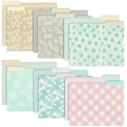 12-Pack Pretty Pastel Decorative File Folders for Women and Girls, Cute Classroom Supplies, Office, Organization Letter Size, 1/3 Cut Tabs, 12 Assorted Patterns and Solids (11.5x9.5 In)