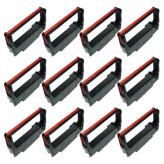 12-Pack Printer Ribbons, Black And Red, Compatible With Epson ERC38 ERC30 ERC34 TM-U220 TM-300 Series