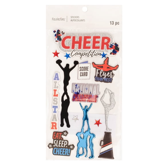 Recollections Pro Cheerleading Dimensional Stickers, 12 Pack