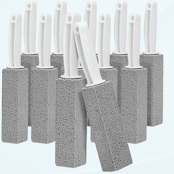 12 Pack Pumice Stone Toilet Bowl Clean Brush with Handle,Pumice Scouring Pad Pumice Stick Cleaner for Cleaning Toilet, Bathtubs, Kitchen Sink, Grill, Household