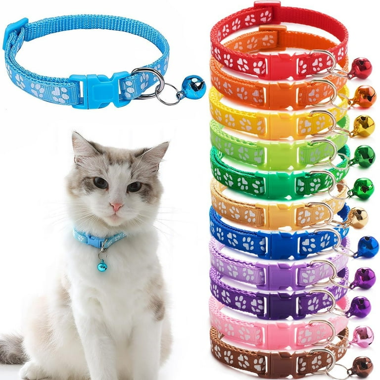 12 Pack Puppy Collars for Litter Adjustable Breakaway Puppy Collars with Bell Ring Newborn Litter Puppy Collars Soft Paw Print Nylon Collars for Puppy Small Dogs Walmart