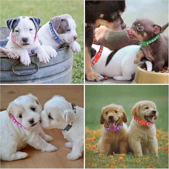 12 Pack Puppy Collars for Litter, Adjustable Puppy  Collars Soft Nylon Whelping Collars for Newborn Litter Pets