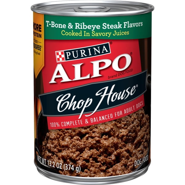 (12 Pack) Purina ALPO Wet Dog Food, Chop House T-Bone & Ribeye Steak  Flavors, 13.2 oz. Cans