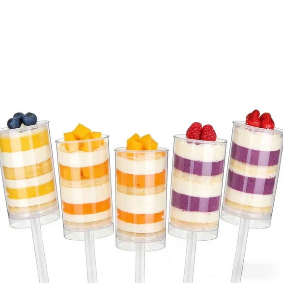 12 Pack Push Cake Pop Containers, Clear Cake Stand, Plastic Reusable Round Shaped Push Up Cup with Lids for Wedding Birthday Christmas Party