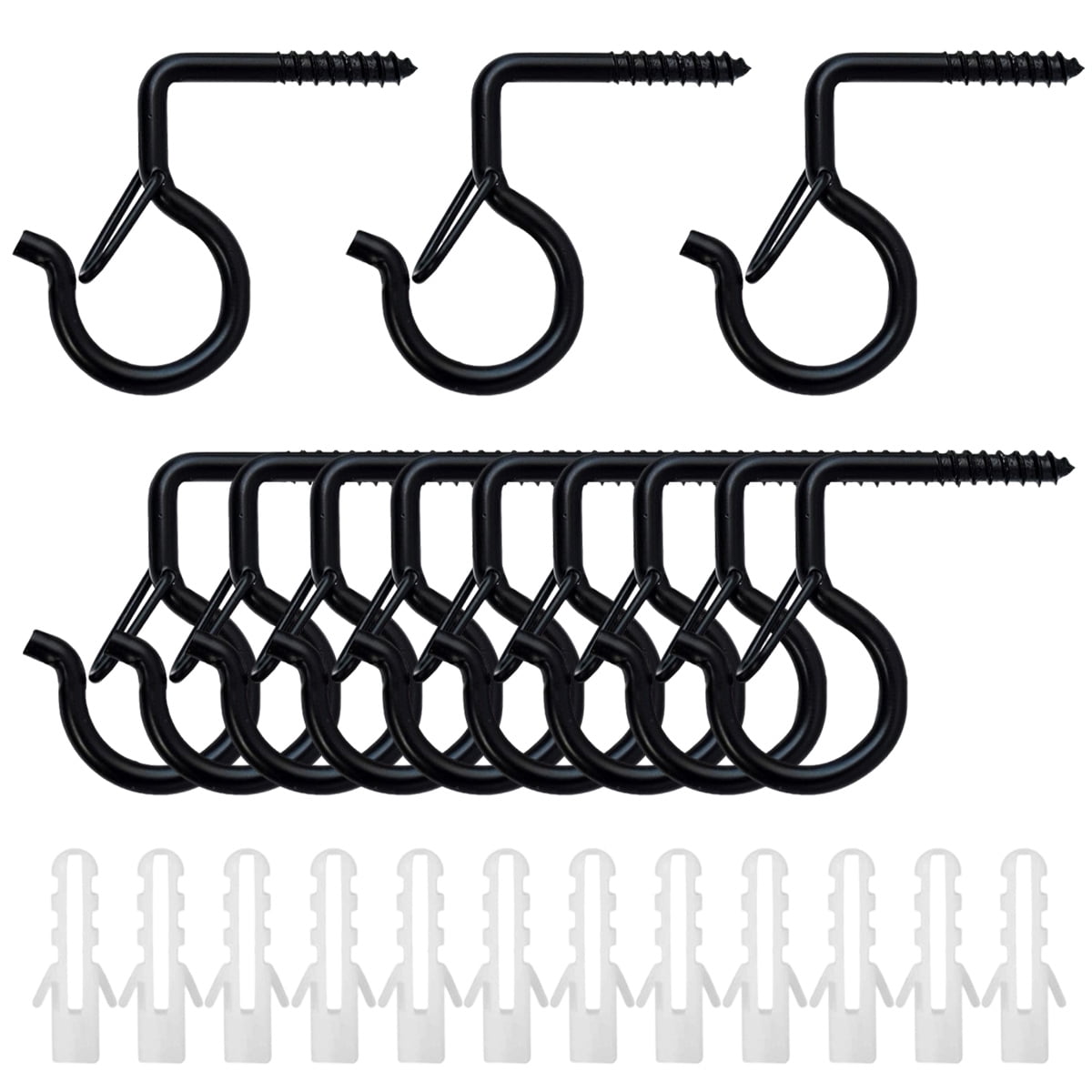 12 Pack Q Hanger Hooks Outdoor Screw Hooks with Safety Buckle Design