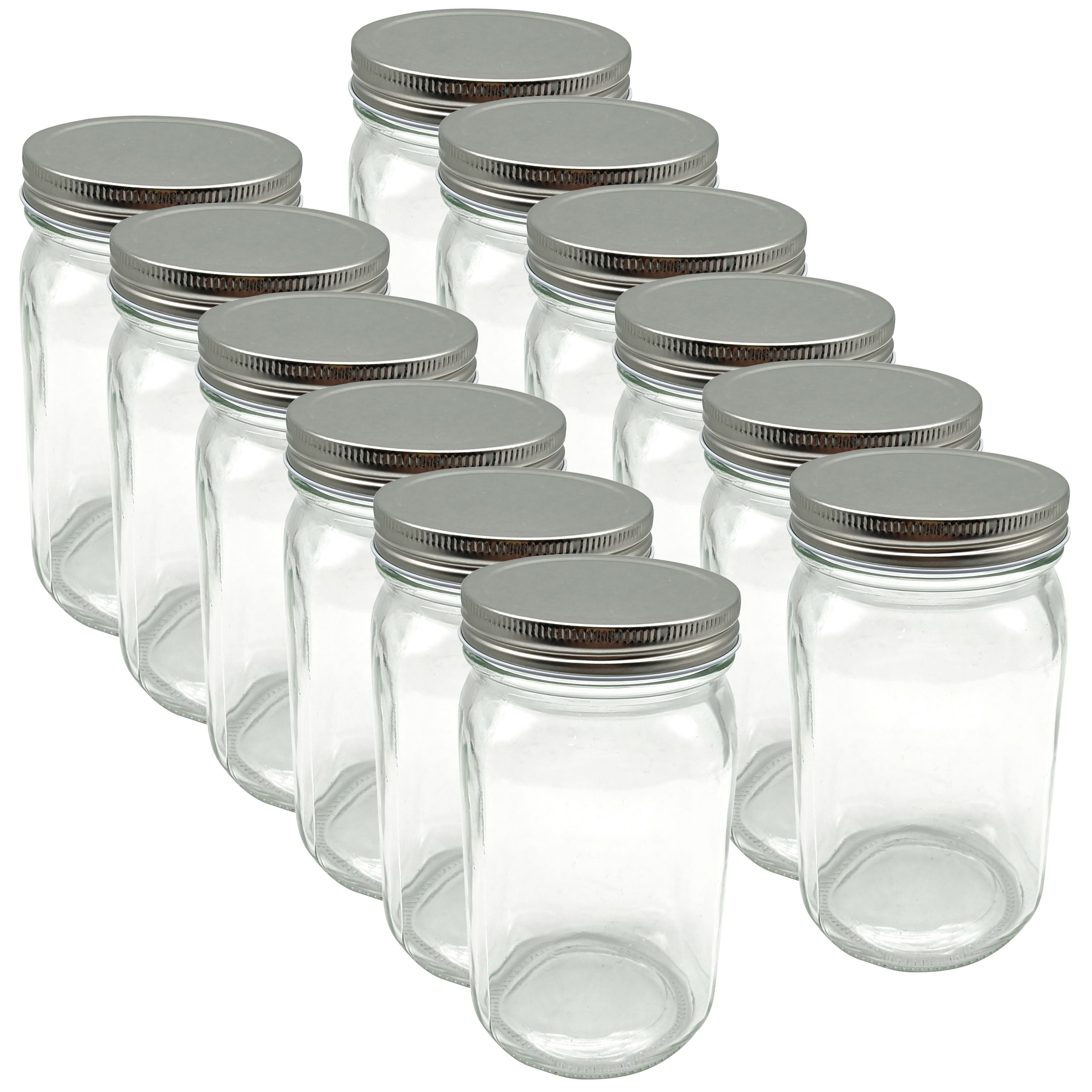 Ashland Quart Size Wide Mouth Glass Jars with Lids, 12 Pack, 3.6