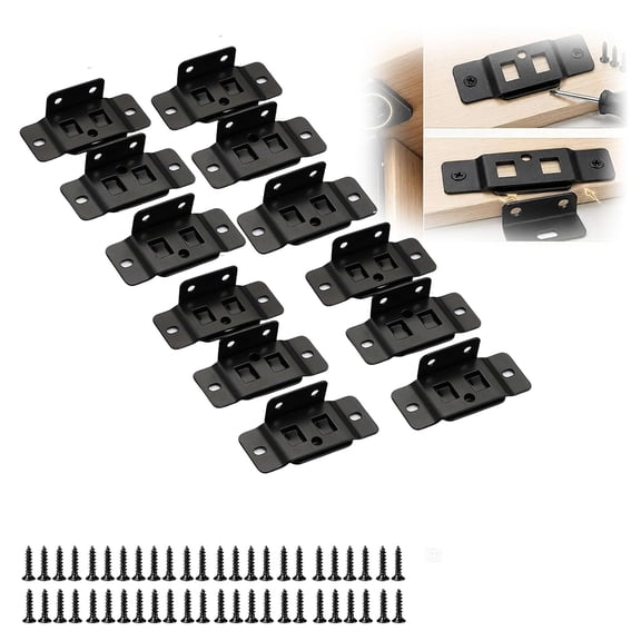12 Pack Quick Fitting Furniture Joint Bracket with Screws, Stainless Steel Furniture Connectors, 2-in-1 Locking Insert Shelf Brackets, for Beds, Tables, Shelves, Wardrobes