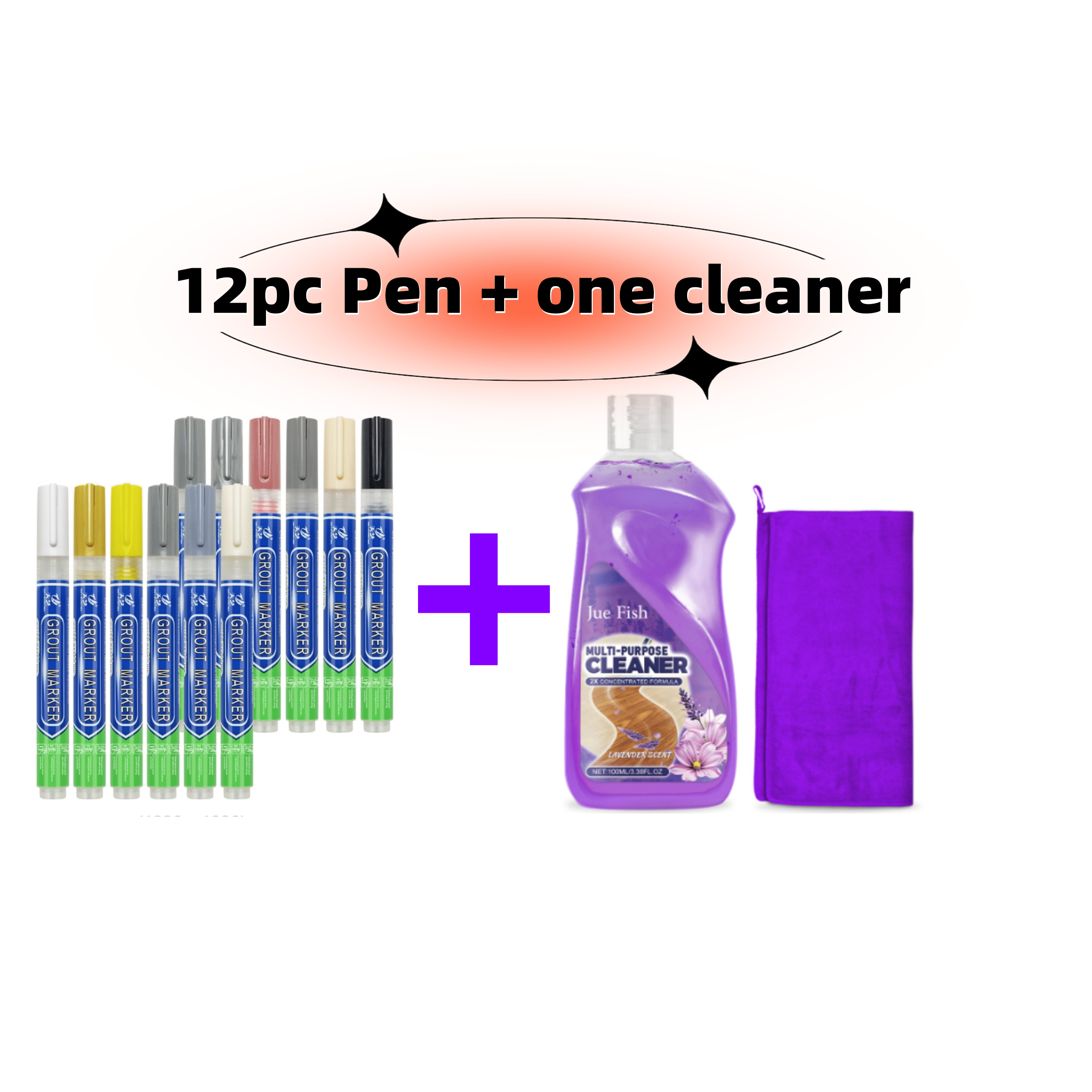 【12-Pack Quick-dry grout pen + one Floor Cleaner】Bathroom tile cleaner ...
